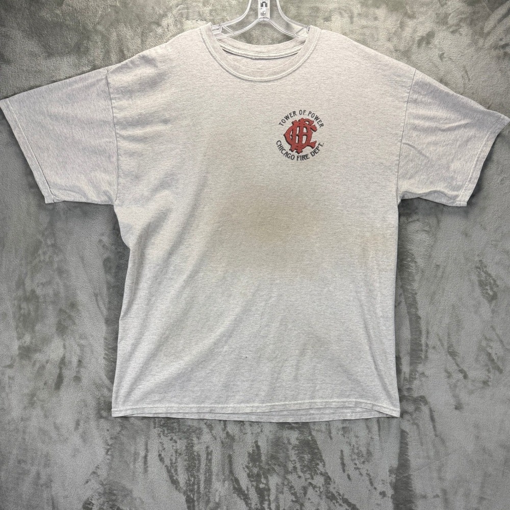 Collectible Chicago Fire Dept Tower of Power T-Shirt‎ Gray Graphic Fire Truck XL